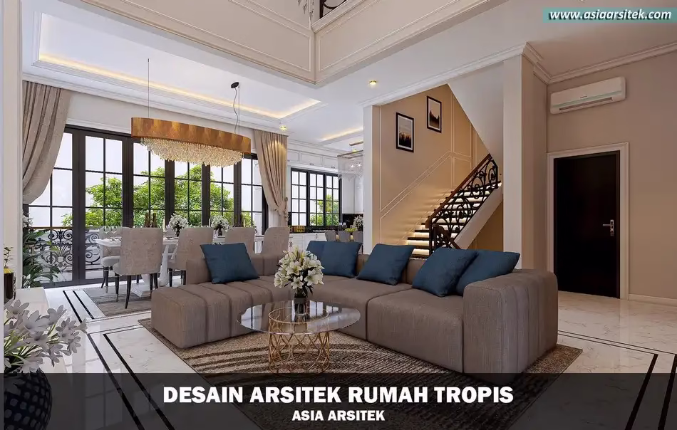 desain rumah mewah tropis 3 lantai