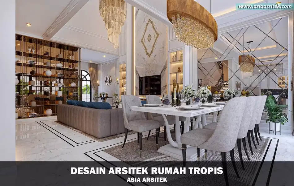desain rumah mewah tropis 3 lantai