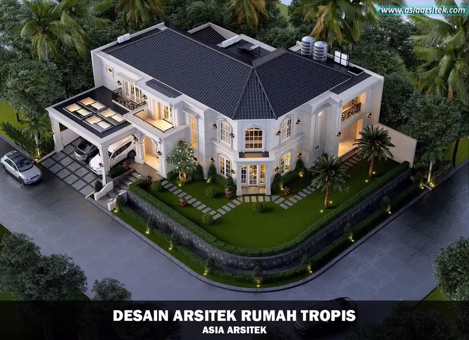 desain rumah tropis 2 lantai