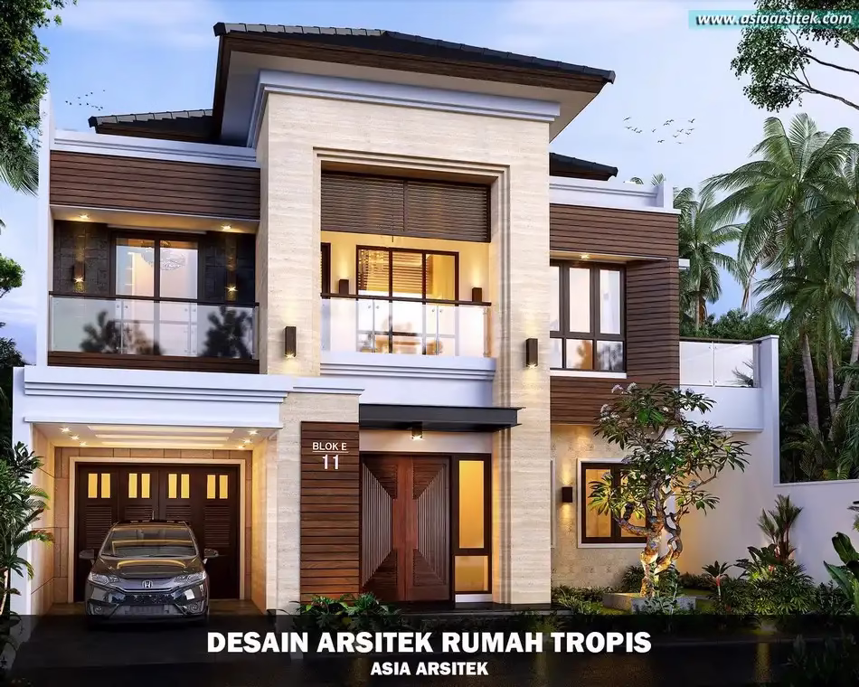 desain rumah tropis 2 lantai Depok