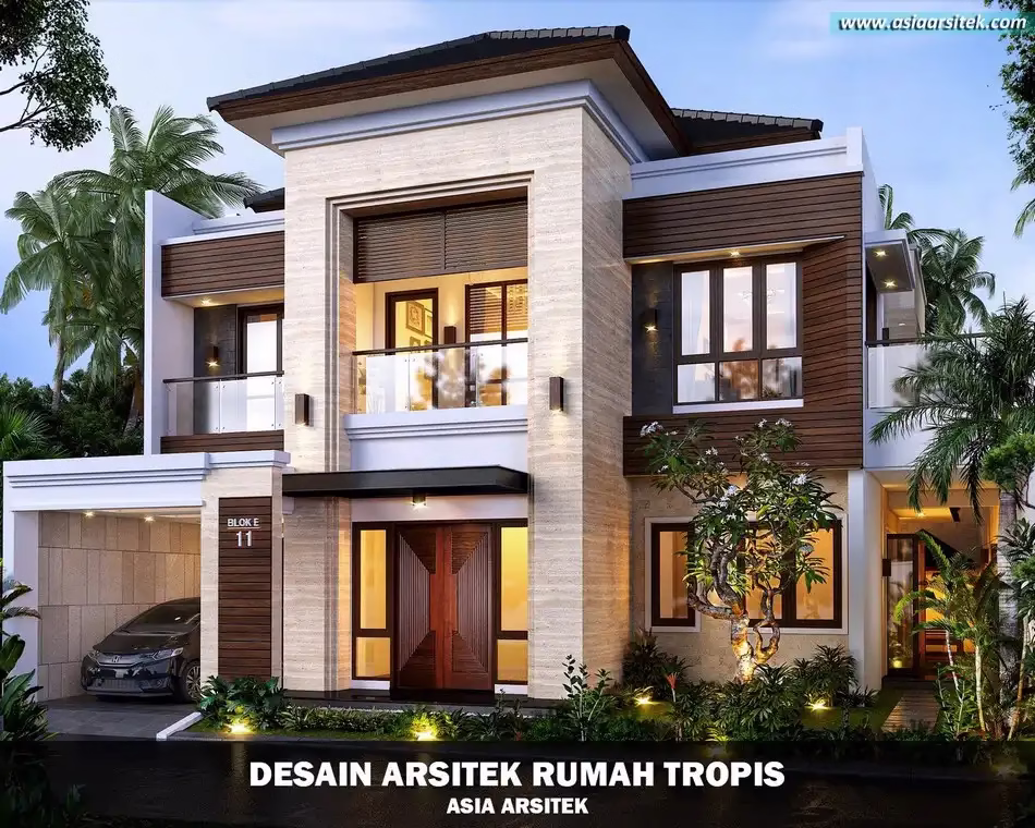 desain rumah tropis 2 lantai Depok
