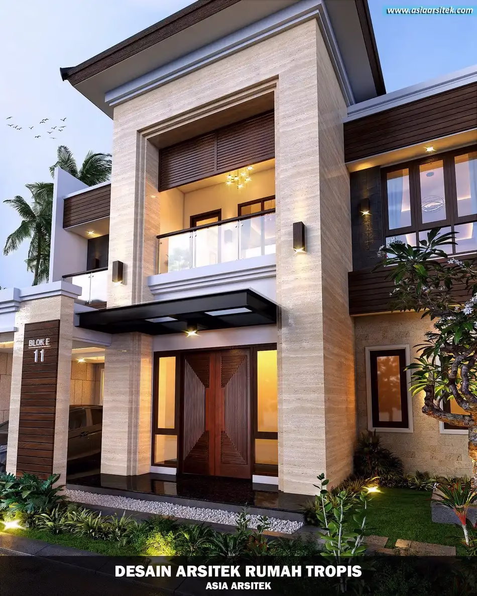 desain rumah tropis 2 lantai Depok