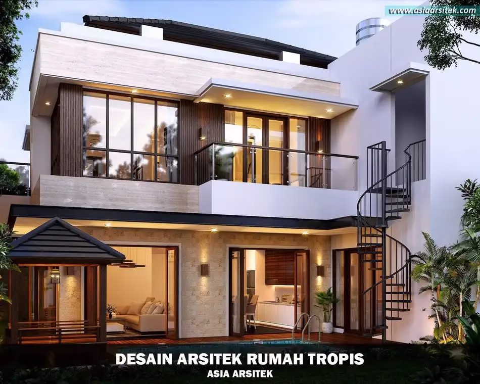 desain rumah tropis 2 lantai Depok