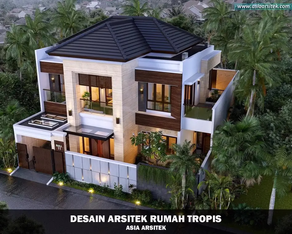 desain rumah tropis 2 lantai Depok