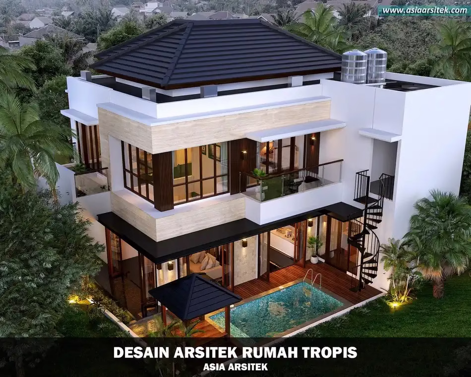 desain rumah tropis 2 lantai Depok