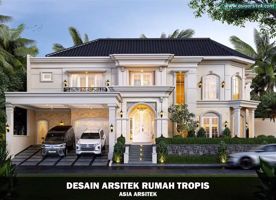 desain rumah tropis 2 lantai