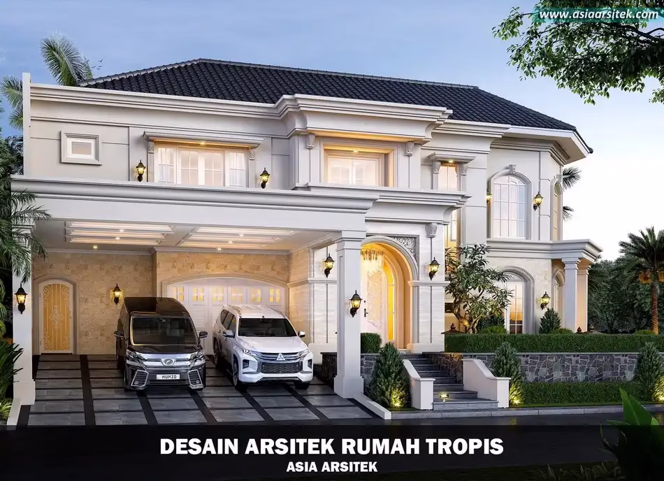 desain rumah tropis 2 lantai