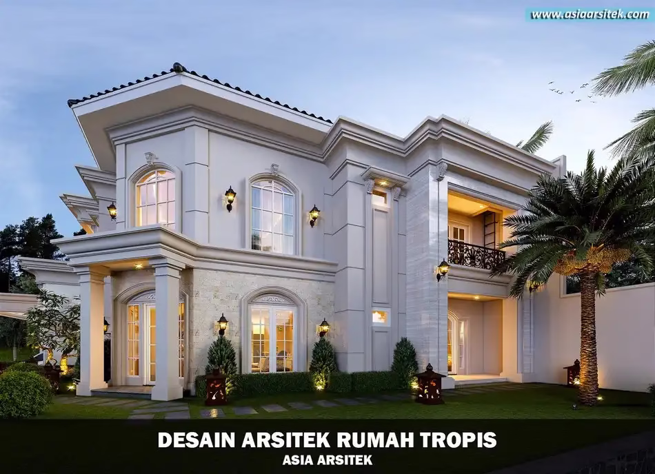 desain rumah tropis 2 lantai