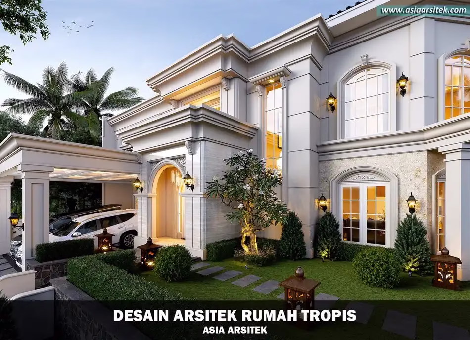 desain rumah tropis 2 lantai