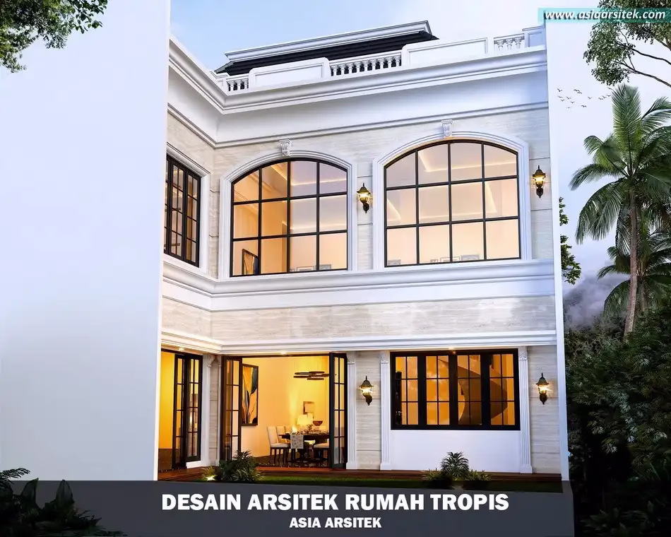 desain rumah tropis modern 3 lantai