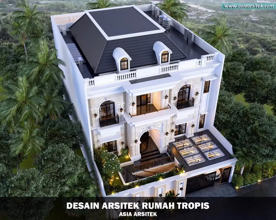 desain rumah tropis modern 3 lantai