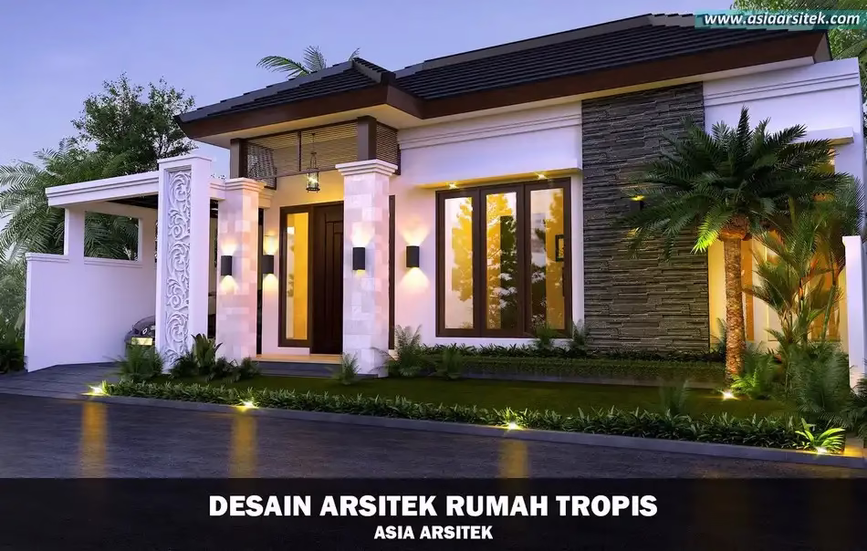 Desain Rumah Tropis Lahan 96 m²