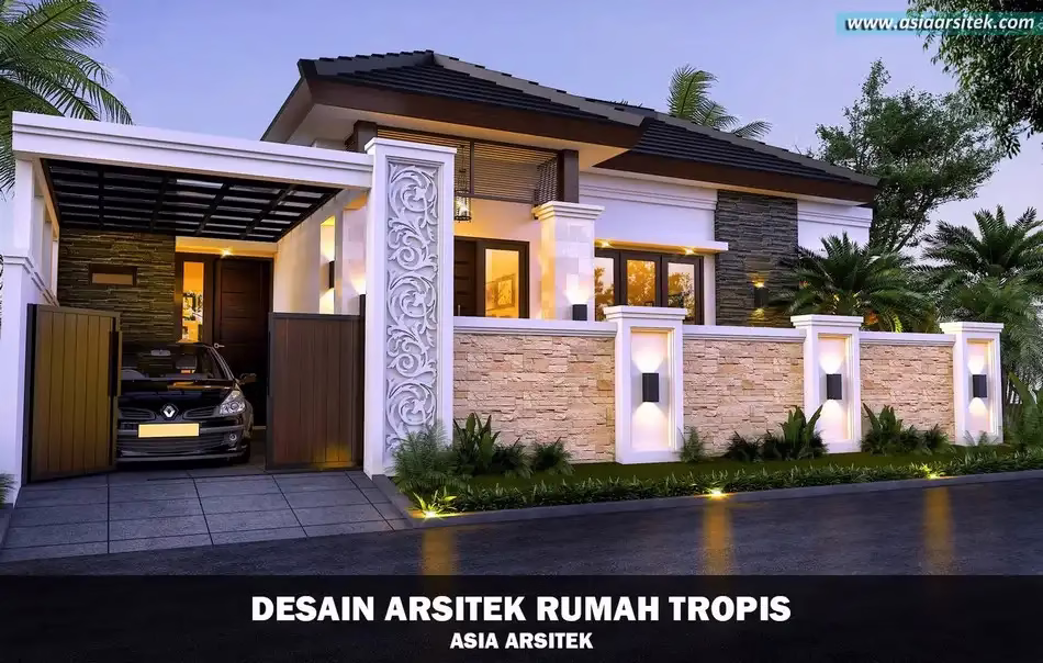 Desain Rumah Tropis Lahan 96 m²