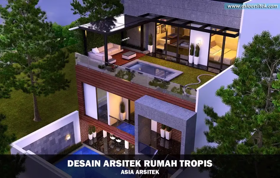 Rumah Tropis 3 Lantai 275 m²