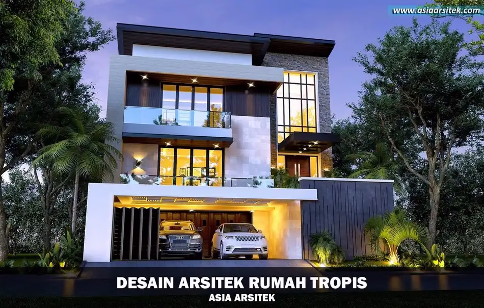Rumah Tropis Modern 3 Lantai di Makassar