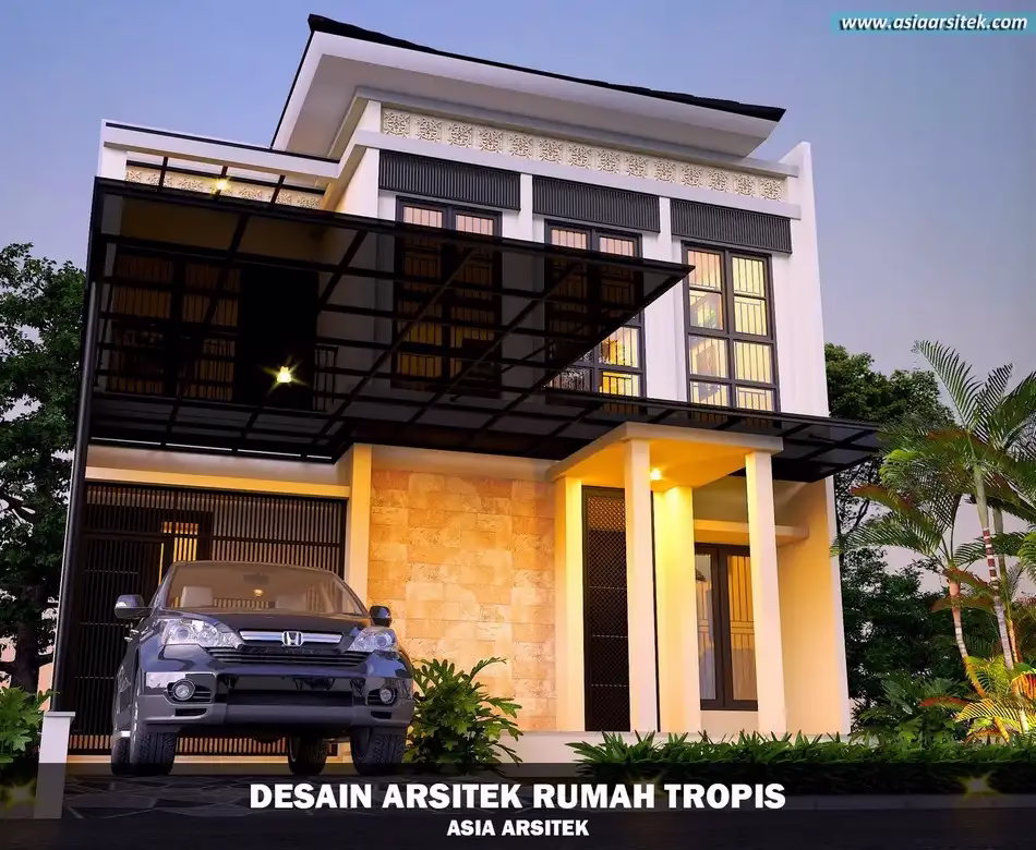 rumah tropis modern 8x20 meter