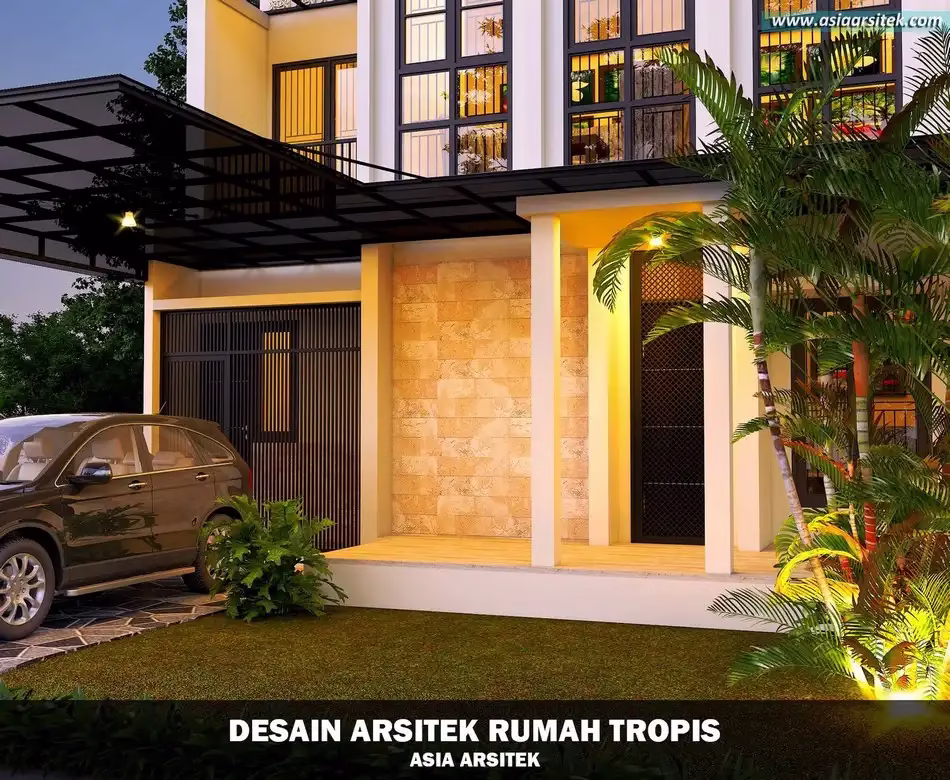 rumah tropis modern 8x20 meter