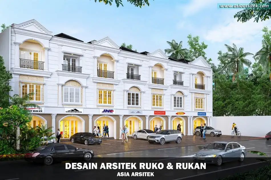 Desain Ruko Classic Mediterania 3 Lantai