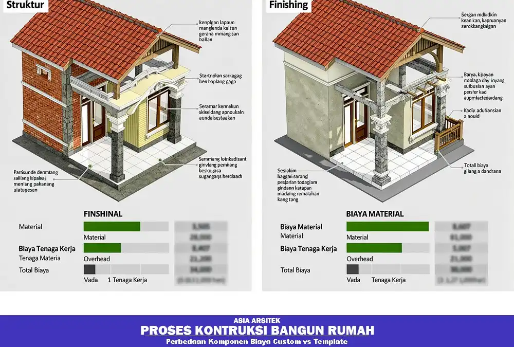 Perbedaan komponen biaya rumah custom dan template