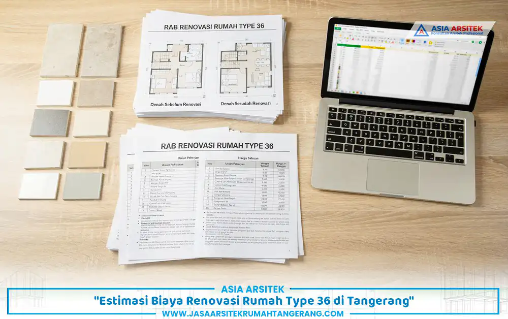 penyusunan RAB biaya renovasi rumah type 36 Tangerang berdasarkan gambar kerja