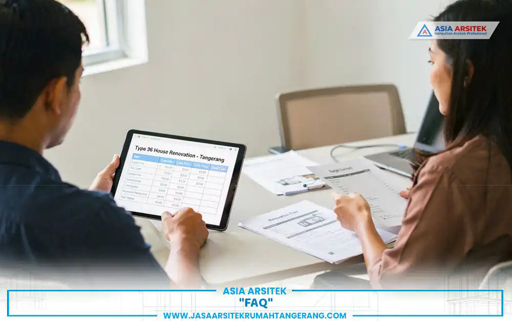 sesi tanya jawab mengenai biaya renovasi rumah type 36 Tangerang bersama konsultan