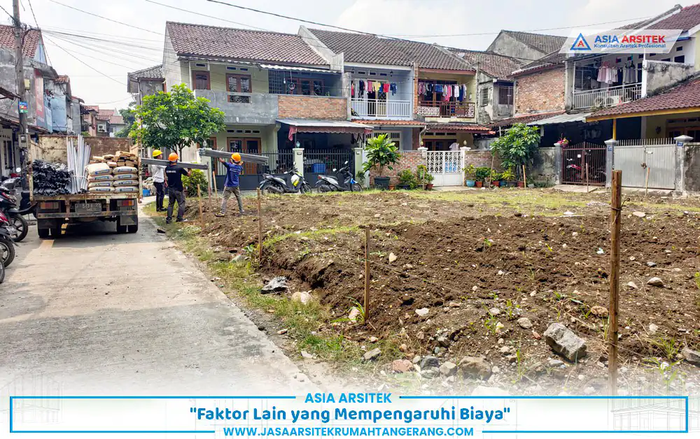 kondisi lahan proyek biaya bangun rumah 100m2 Tangerang dengan akses jalan sempit