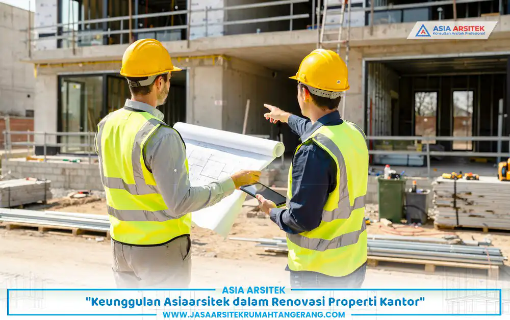 tim profesional renovasi rumah kantor Tangerang melakukan koordinasi proyek di lapangan