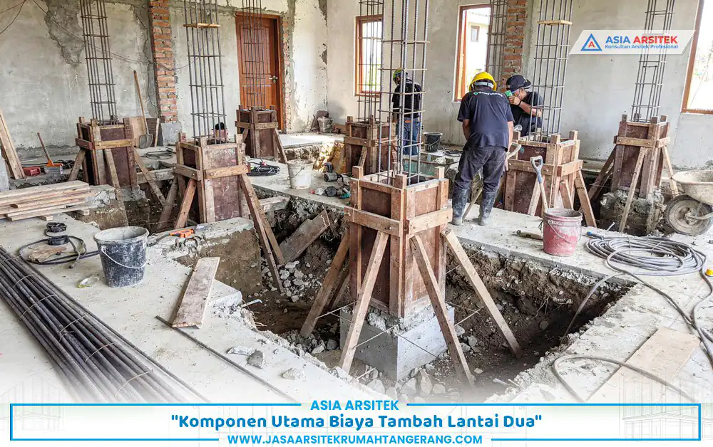 penguatan struktur dalam biaya tambah lantai 2 rumah Tangerang menggunakan kolom beton bertulang
