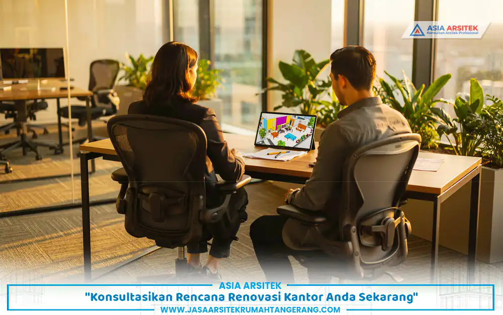 sesi konsultasi renovasi rumah kantor Tangerang antara klien dan tim arsitek