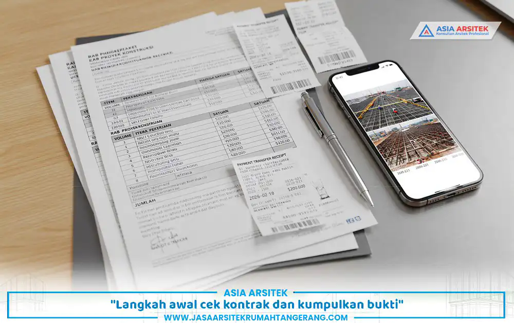 Mengecek kontrak sebagai langkah solusi kontraktor bermasalah