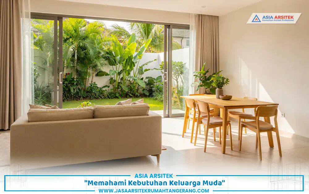 konsep ruang terbuka pada proyek bangun rumah keluarga muda Tangerang