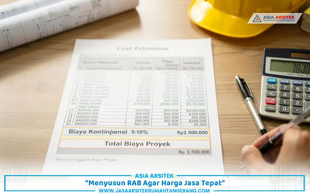 penyusunan anggaran detail mengikuti standar harga bangun rumah Tangerang 2026