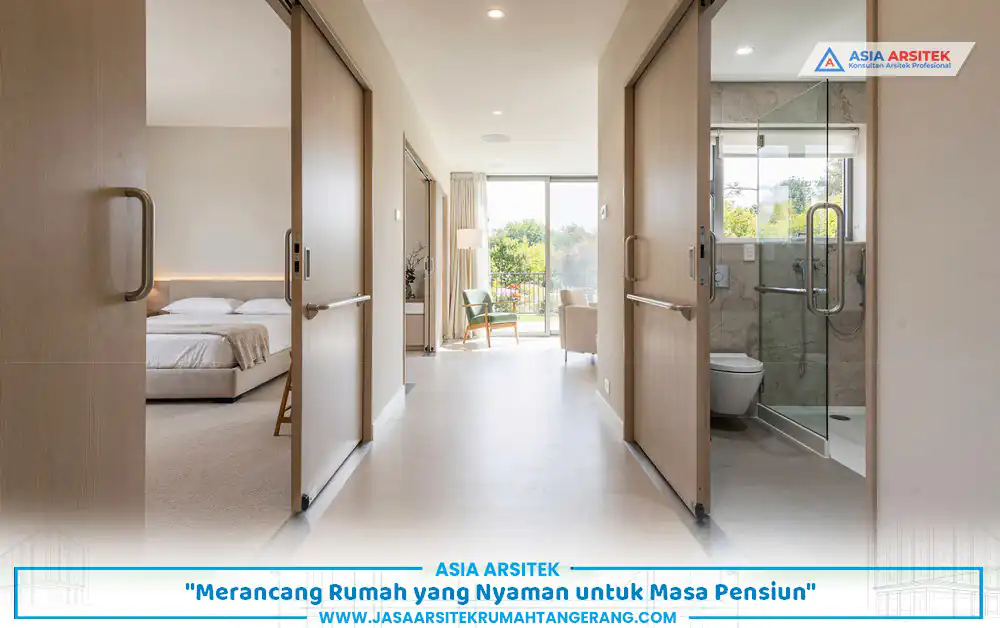 desain tata ruang bangun rumah pensiunan Tangerang yang minim tangga dan lega