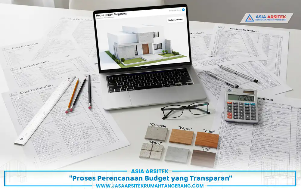 penyusunan anggaran bangun rumah sesuai budget Tangerang dengan gambar kerja dan render 3D