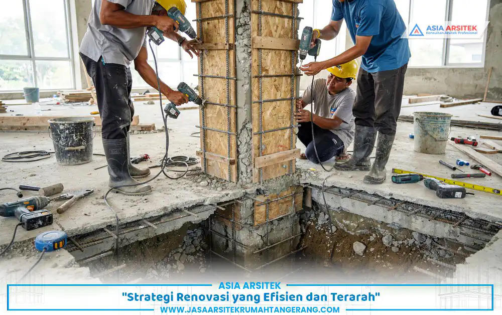 penguatan fondasi pada renovasi rumah keluarga besar Tangerang