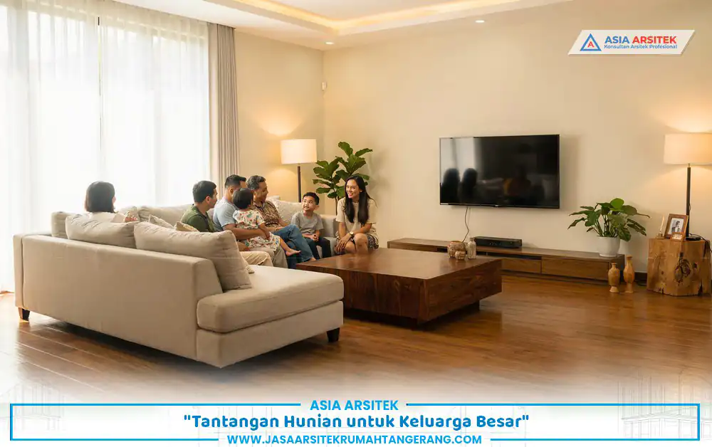 ruang komunal hasil renovasi rumah keluarga besar Tangerang yang lega