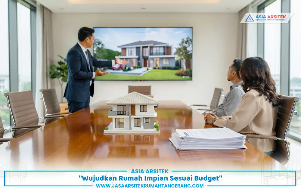 presentasi desain bangun rumah sesuai budget Tangerang kepada pemilik lahan