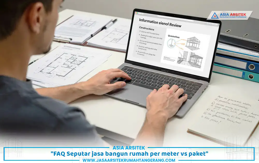 jasa bangun rumah per meter vs paket dijelaskan melalui FAQ