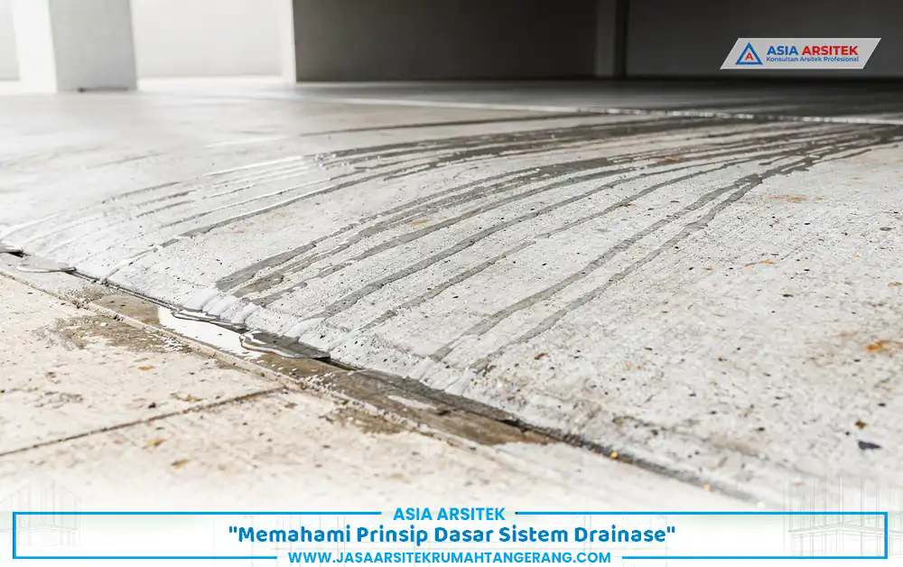 ilustrasi prinsip kemiringan pada sistem drainase taman carport