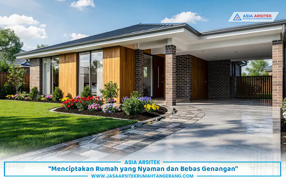 hasil penerapan drainase taman carport yang baik pada rumah tinggal