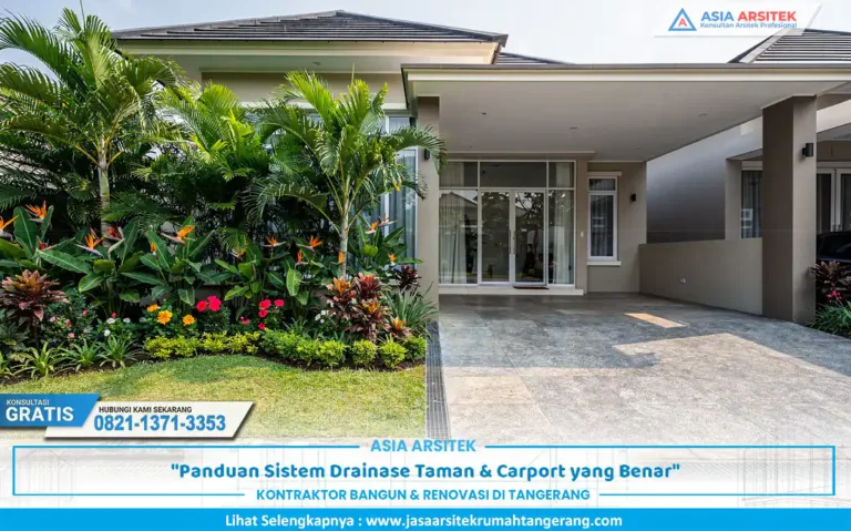 contoh penerapan drainase taman carport pada rumah modern