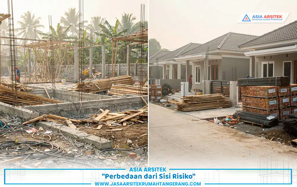 jasa bangun rumah per meter vs paket dengan perbedaan tingkat risiko proyek