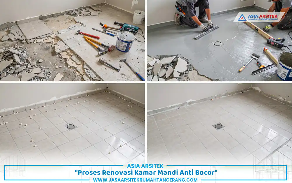 renovasi kamar mandi anti bocor melalui proses pembongkaran dan pemasangan ulang
