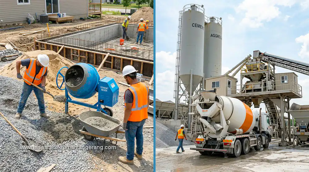 perbandingan standar mutu beton cor manual dan ready mix untuk konstruksi rumah dua lantai