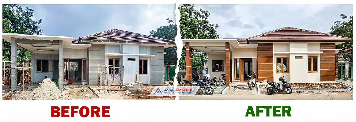 before after kontruksi awal dan finishing